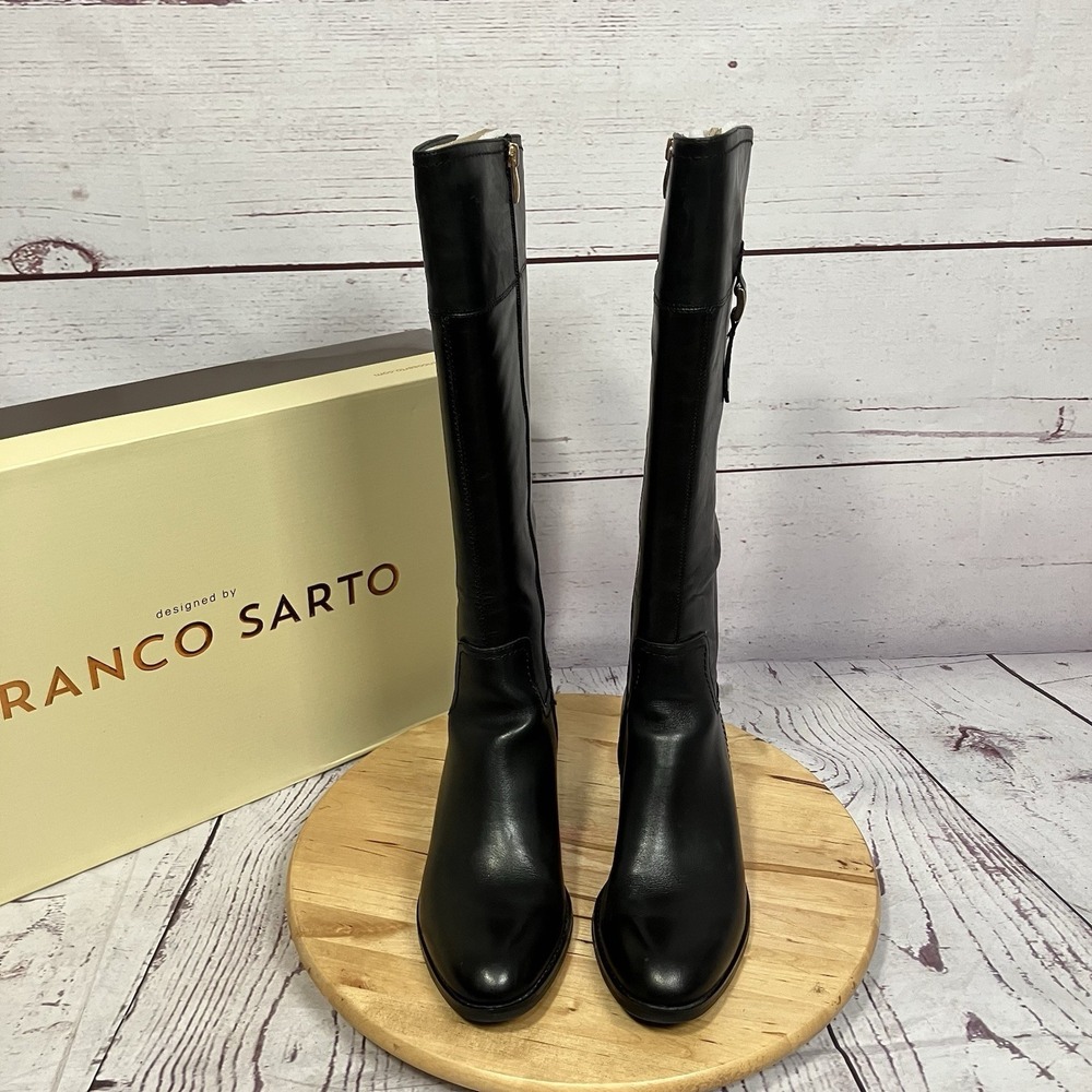 Franco Sarto Lizbeth Black Leather Tall Riding Boots Womens Size 9.5M Equestrian - Picture 3 of 15